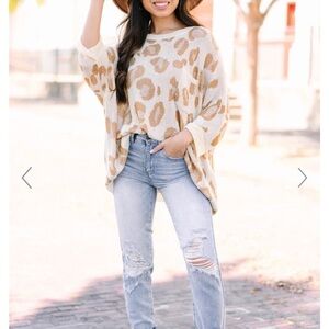 Shop The Mint Meet You There Mocha Brown Leopard Sweater, Size Medium